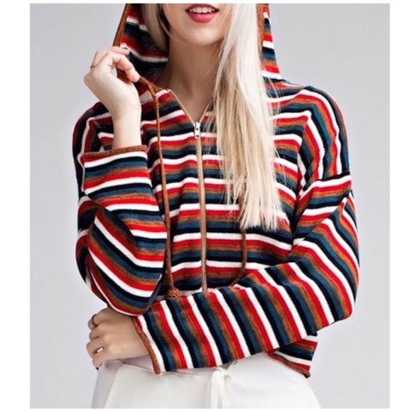 MULTICOLOR CROPPED BOUTIQUE TEDDY BEAR SOFT HOODIE - Picture 2 of 6